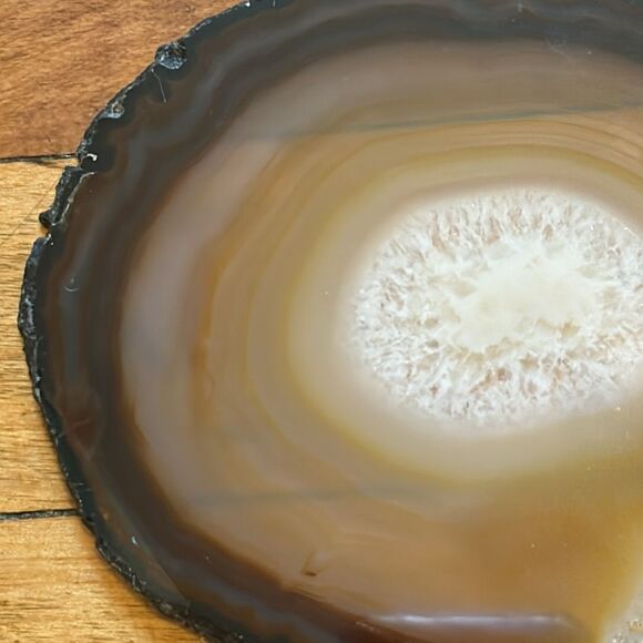 Thin Agate Slab Slice with Wooden Display Stand- Orange Collectible Mineral - Picture 4 of 5